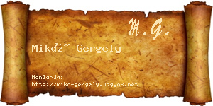 Mikó Gergely névjegykártya